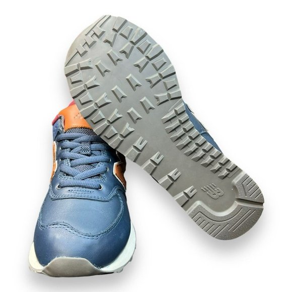 New Balance 574 Men's Blue/Brown Leather Athletic Sneakers Shoes US Size 9.5 Med - Picture 7 of 9